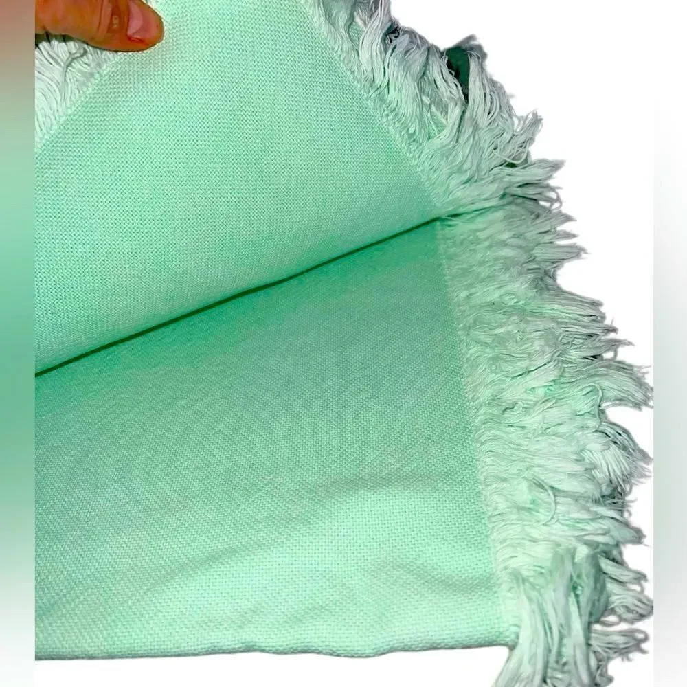 Pastel Green Cotton Rectangle Table cloth And Set Of 8 Napkins NWOT vintage‎